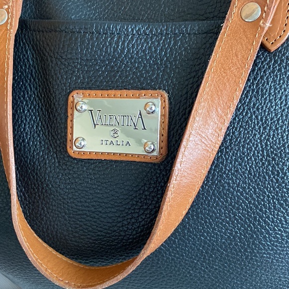 VALENTINA Black & Brown Leather Convertible Bag - Picture 2 of 6